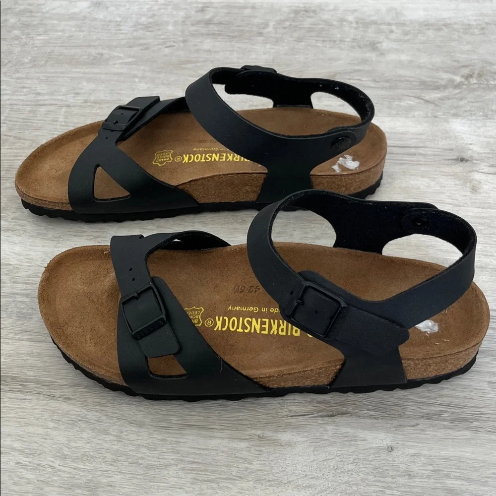 Birkenstock Black Leather Rio Birko Flor Sandals Shoes Arch Support NEW Wmns‎ 40 - Picture 2 of 10